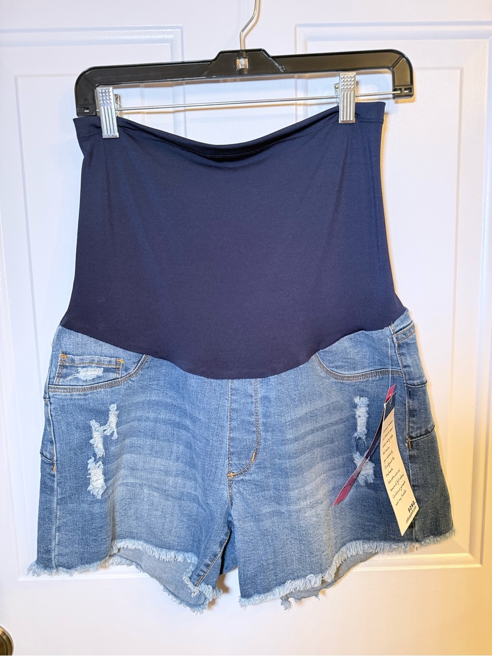 S.O.N.G Maternity Rayon Stretch Denim Shorts with Supporting Belly Band